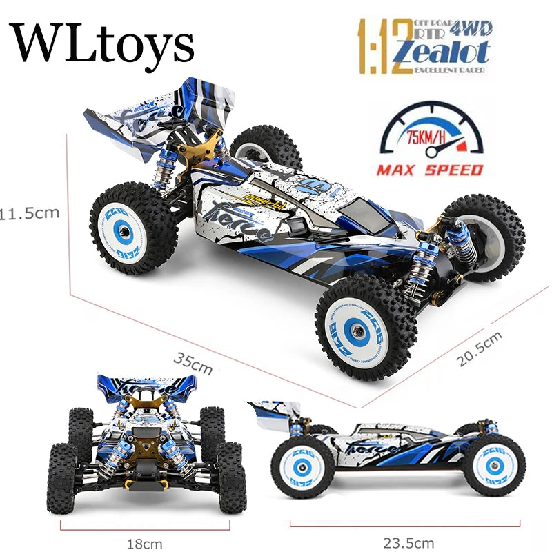 Wltoys 124017 124007 1/12 2.4G سيارات السباق RC 4WD محرك بدون فرشاة 75 كم/ساعة سرعة عالية للتحكم عن بعد على الطرق الوعرة ألعاب الانجراف لـ Aduit 34 Wltoys 124017 124007 1/12 2.4G Racing RC Car, LCA RHR OYD WLtoys Hlteaiat