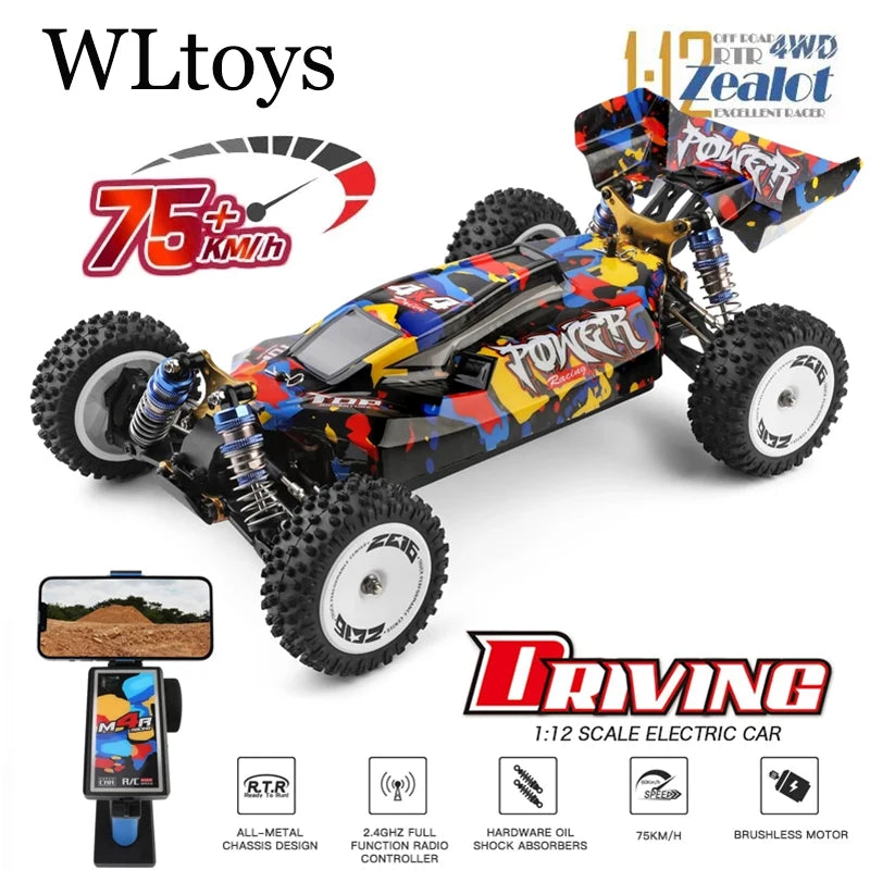 Wltoys 124017 124007 1/12 2.4G سيارات السباق RC 4WD محرك بدون فرشاة 75 كم/ساعة سرعة عالية للتحكم عن بعد على الطرق الوعرة ألعاب الانجراف لـ Aduit 35 Wltoys 124017 124007 1/12 2.4G Racing RC Car, ECA RHR OWD WLtoys Zealot LLOLLATD