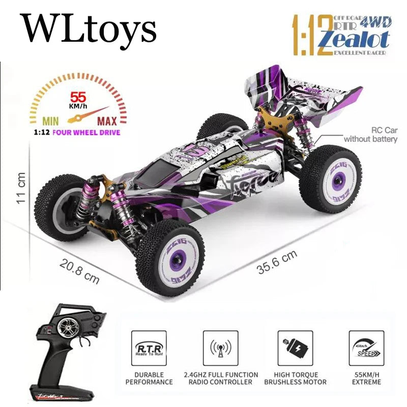 Wltoys 124017 124007 1/12 2.4G سيارات السباق RC 4WD محرك بدون فرشاة 75 كم/ساعة سرعة عالية للتحكم عن بعد على الطرق الوعرة ألعاب الانجراف لـ Aduit 38 Wltoys 124017 124007 1/12 2.4G Racing RC Car, ECA RHR OWD WLtoys Hzeaiai LOLEAD