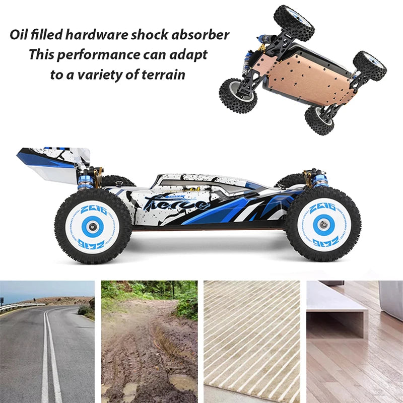 Wltoys 124017 124007 1/12 2.4G Racing RC Car, hardware shock absorber This performance can adapt to a variety of terrain 