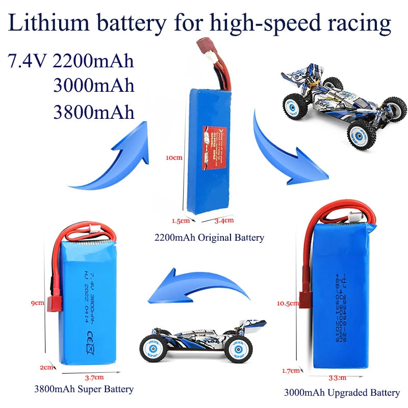 Wltoys 124017 124007 1/12 2.4G سيارات السباق RC 4WD محرك بدون فرشاة 75 كم/ساعة سرعة عالية للتحكم عن بعد على الطرق الوعرة ألعاب الانجراف لـ Aduit 43 Wltoys 124017 124007 1/12 2.4G Racing RC Car, Lithium battery for high-speed racing 7.4V 2200mAh 3000mAh 3