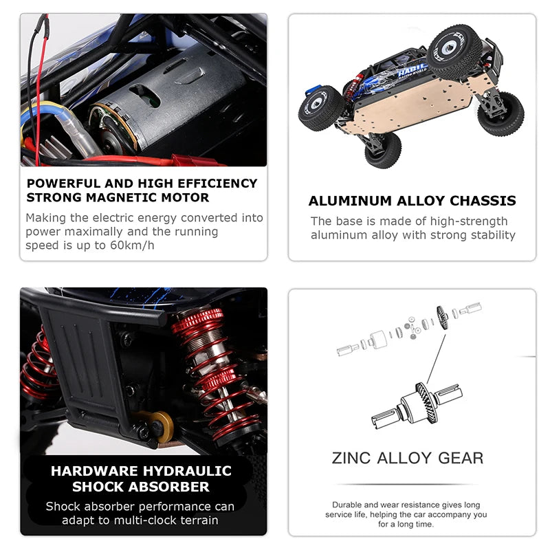 Wltoys 124017 124007 1/12 2.4G Racing RC Car, POWERFUL AND HIGH EFFICIENCY STRONG MAGNETIC MO
