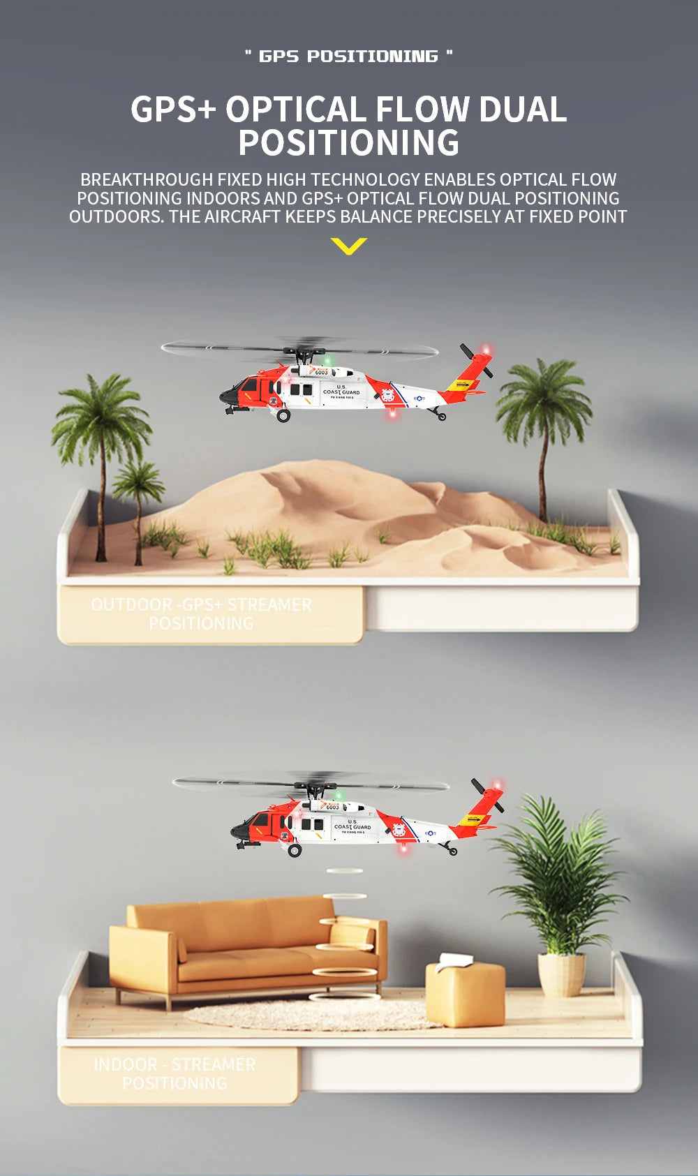 YXZNRC F09-S Flybarless RC Helicopter, AIRCRAFT KEEPS BALANCE PRECISELY AT FIXED