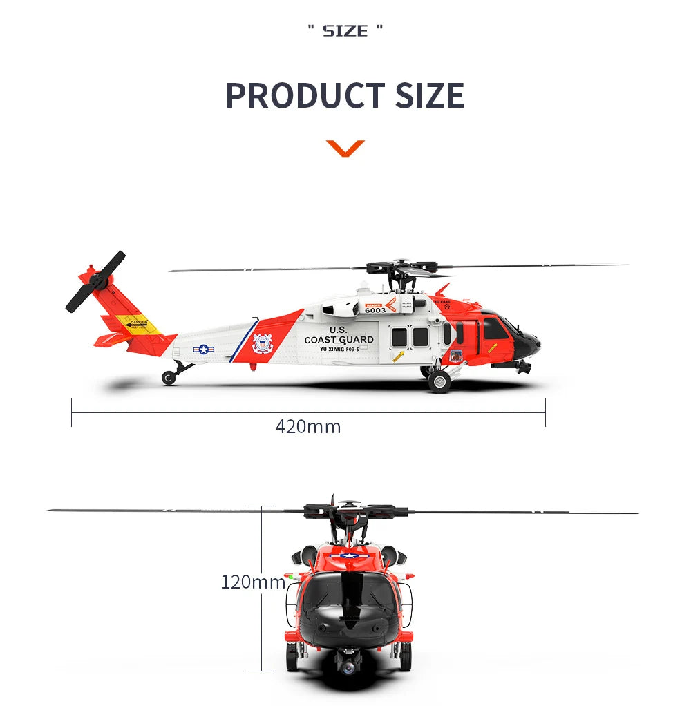 YXZNRC F09-S Flybarless RC Helicopter, COAST GUARD YYTitucfoas 420mm