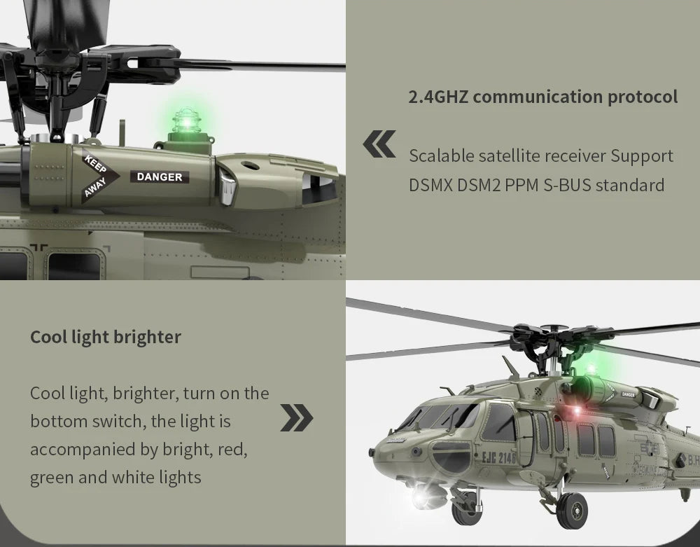 Eachine E200 RC Helicopter - 2.4G 6CH 3D 6G 6-Axis System Dual Brushless محرك الدفع المباشر 147 مقياس Flybarless BNF RTF RC Dron RC Drone 23 Eachine E200 RC Helicopter, 2.4GHZ communication protocol Scalable satellite receiver Support DANGER DSMX DSM