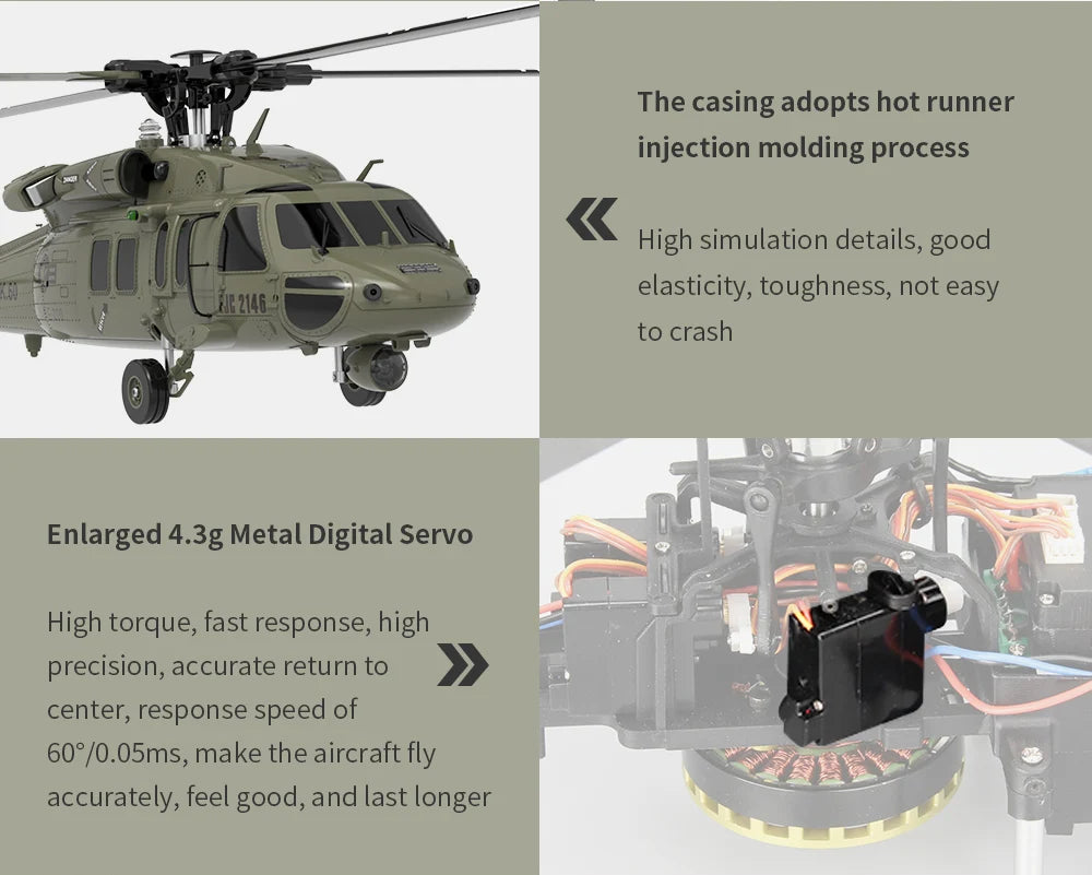 Eachine E200 RC Helicopter - 2.4G 6CH 3D 6G 6-Axis System Dual Brushless محرك الدفع المباشر 147 مقياس Flybarless BNF RTF RC Dron RC Drone 22 Eachine E200 RC Helicopter, 4.3g metal digital servo high torque; fast response; high precision; accurate return