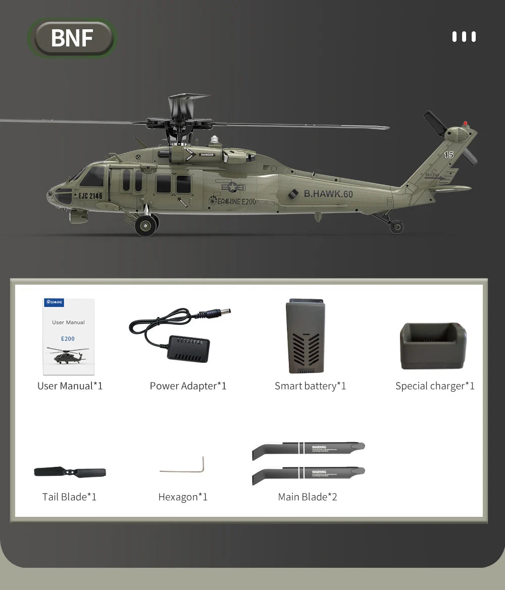 Eachine E200 RC Helicopter - 2.4G 6CH 3D 6G 6-Axis System Dual Brushless محرك الدفع المباشر 147 مقياس Flybarless BNF RTF RC Dron RC Drone 26 Eachine E200 RC Helicopter, YEACHINE E206 C[edn Usor Manubi E20Q User