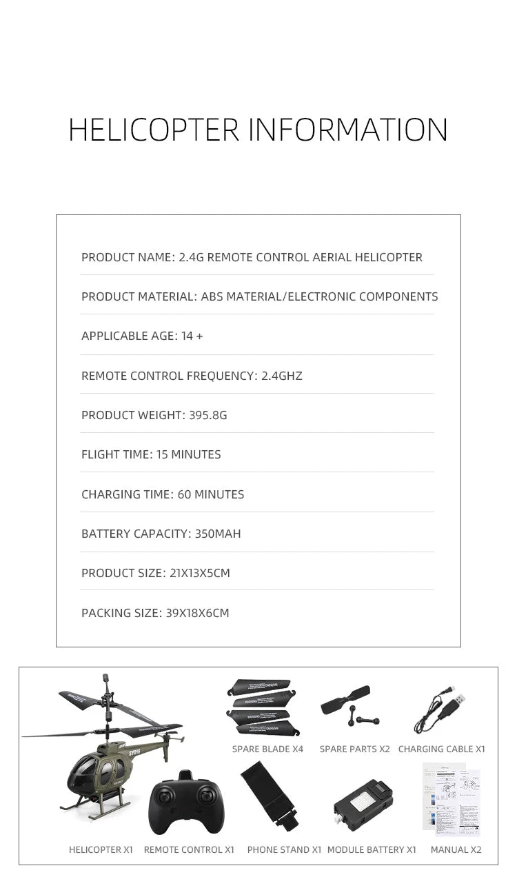 6Ch Rc Helicopter, HELICOPTER INFORMATION PRODUCT NAME: 2.46 REMOTE CONTROL