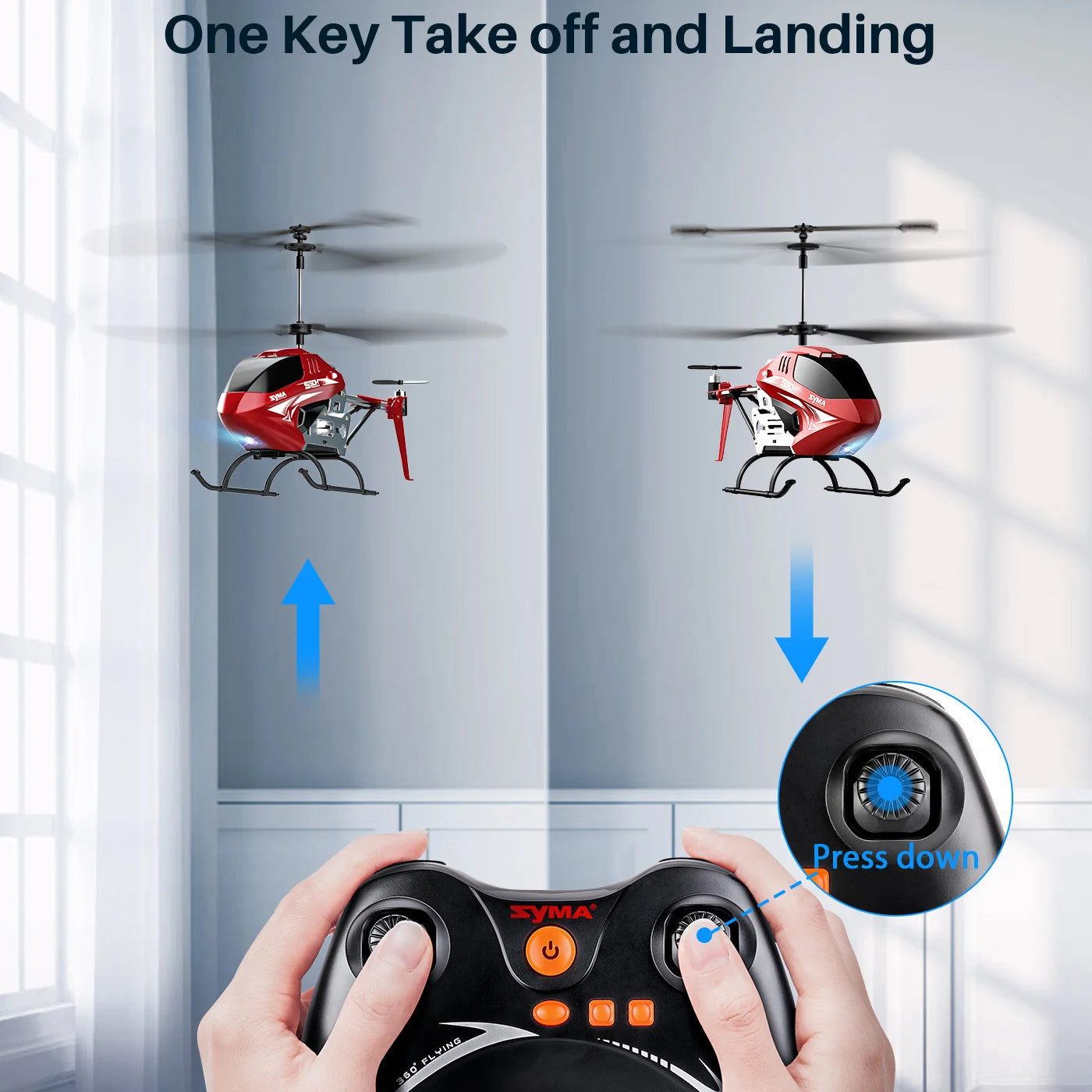 مروحية SYMA S50H RC - تثبيت ارتفاع الطائرة بالتحكم عن بعد، مفتاح واحد للإقلاع/الهبوط، نظام حماية مزدوج للمبتدئين 10 SYMA S50H RC Helicopter, One Key Take off and Landing Press dovn_SYMA' ELYING