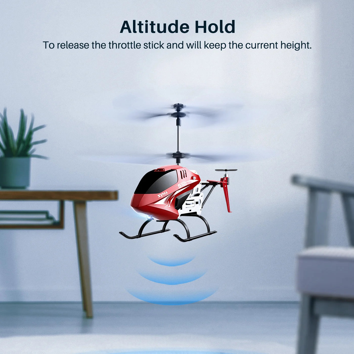 مروحية SYMA S50H RC - تثبيت ارتفاع الطائرة بالتحكم عن بعد، مفتاح واحد للإقلاع/الهبوط، نظام حماية مزدوج للمبتدئين 11 SYMA S50H RC Helicopter, Altitude Hold To release the throttle stick and will keep the current height: 5e44 J