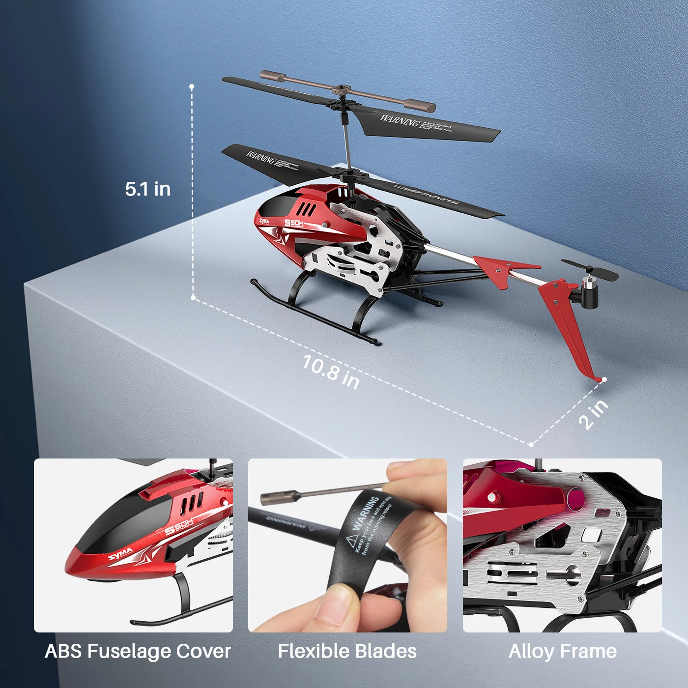 مروحية SYMA S50H RC - تثبيت ارتفاع الطائرة بالتحكم عن بعد، مفتاح واحد للإقلاع/الهبوط، نظام حماية مزدوج للمبتدئين 13 SYMA S50H RC Helicopter, toys for boys can hover on its own without controlling the throttle to maintain an altitude .
