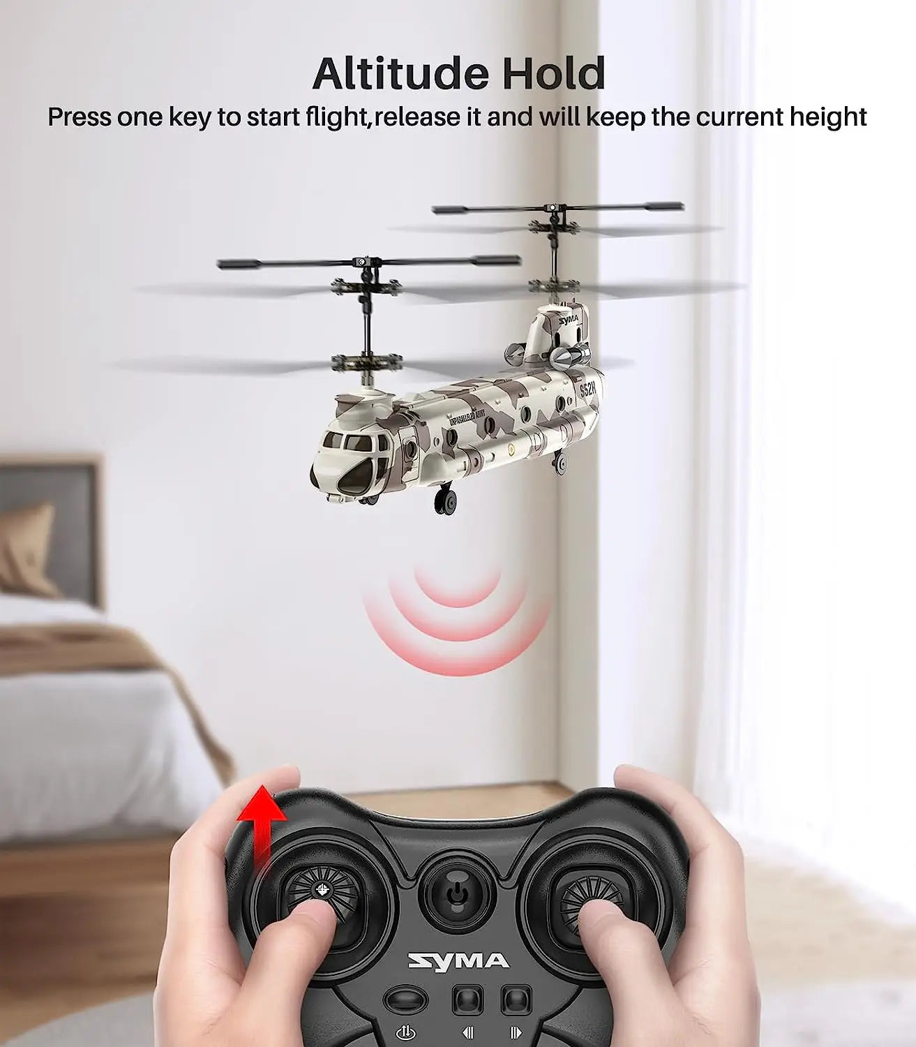 syma s52h مروحية التحكم عن بعد - 2.4 جيجا هرتز s52h النقل العسكري RC نموذج طائرة عسكرية مسلحة لعب للأطفال المشجعين العسكريين 11 SYMA S52H Remote Control Helicopter, altitude hold press one to start flight,release it and will keep the current height S2