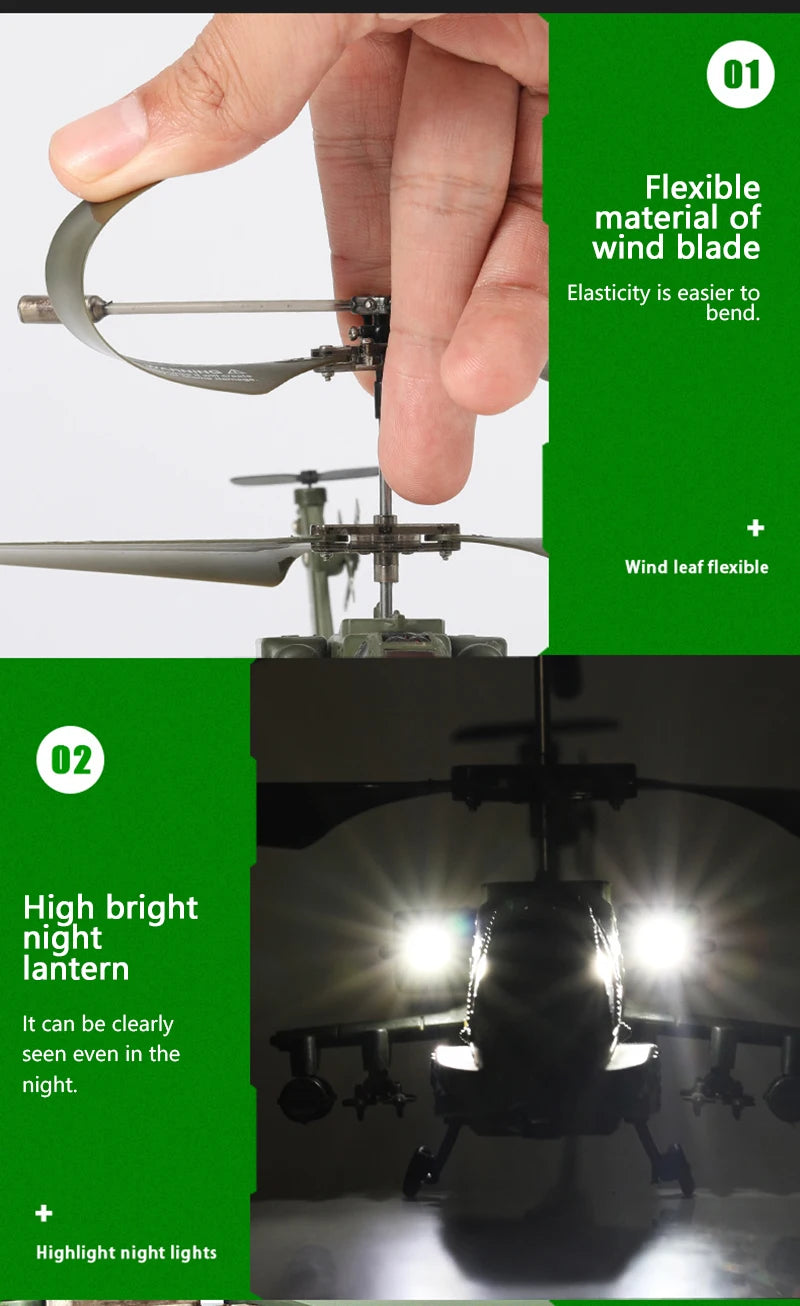 SYMA S109G Rc Helicopter, Flexible material of wind blade Elasticity is easier to bend: Wind Ieaf flexible