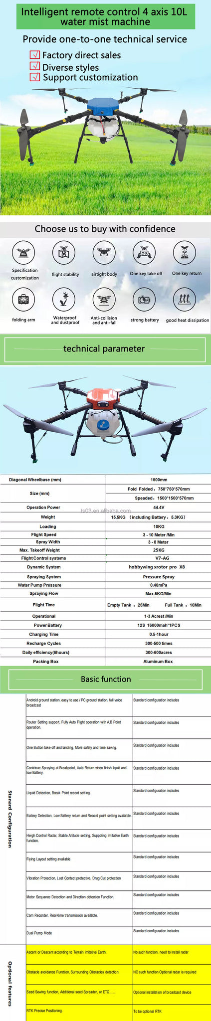 طائرة بدون طيار زراعية FNY-10 10L - إطار طائرة بدون طيار للمزرعة بأربعة محاور مع خزان مياه سعة 10 لتر ونظام تحديد المواقع GPS 25 دقيقة 1 كيلومتر 10 كجم أقصى إقلاع 25 كجم طائرة رش زراعية بدون طيار 9 FNY-10 10L Agriculture Drone, edmunds is a leading global manufacturer of water mist machines .