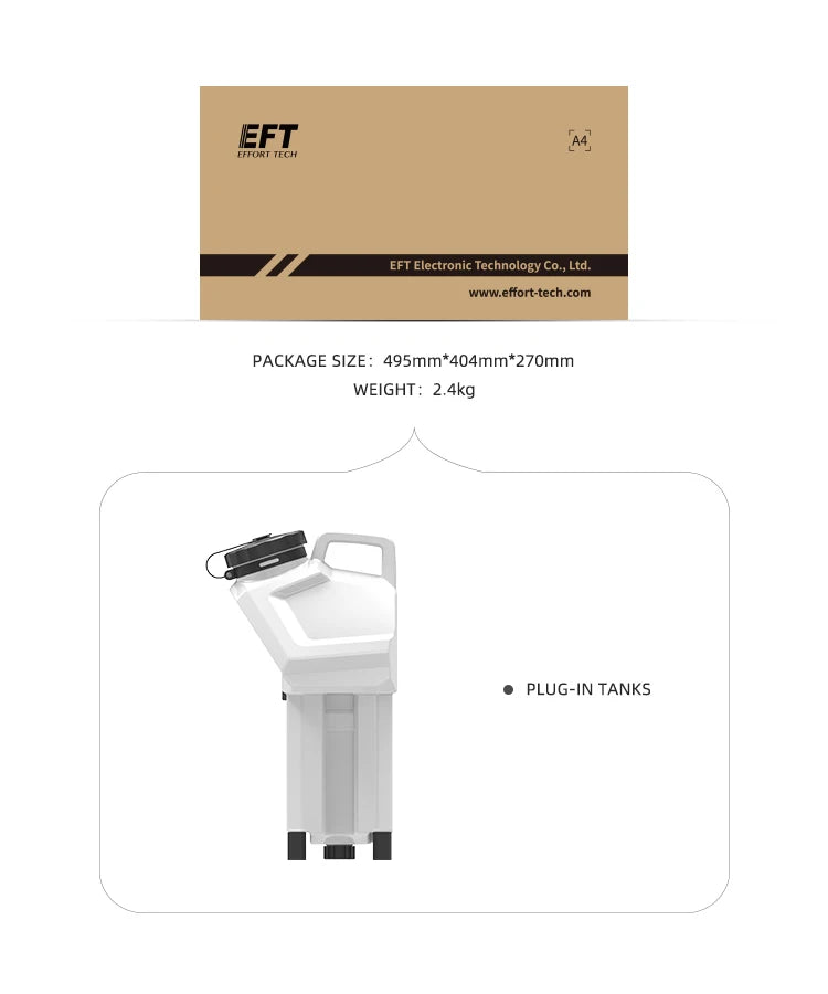 EFT G610 10L Agriculture Drone, WWw effort-tech.com PACKAGE SIZE: 495mm*404mm
