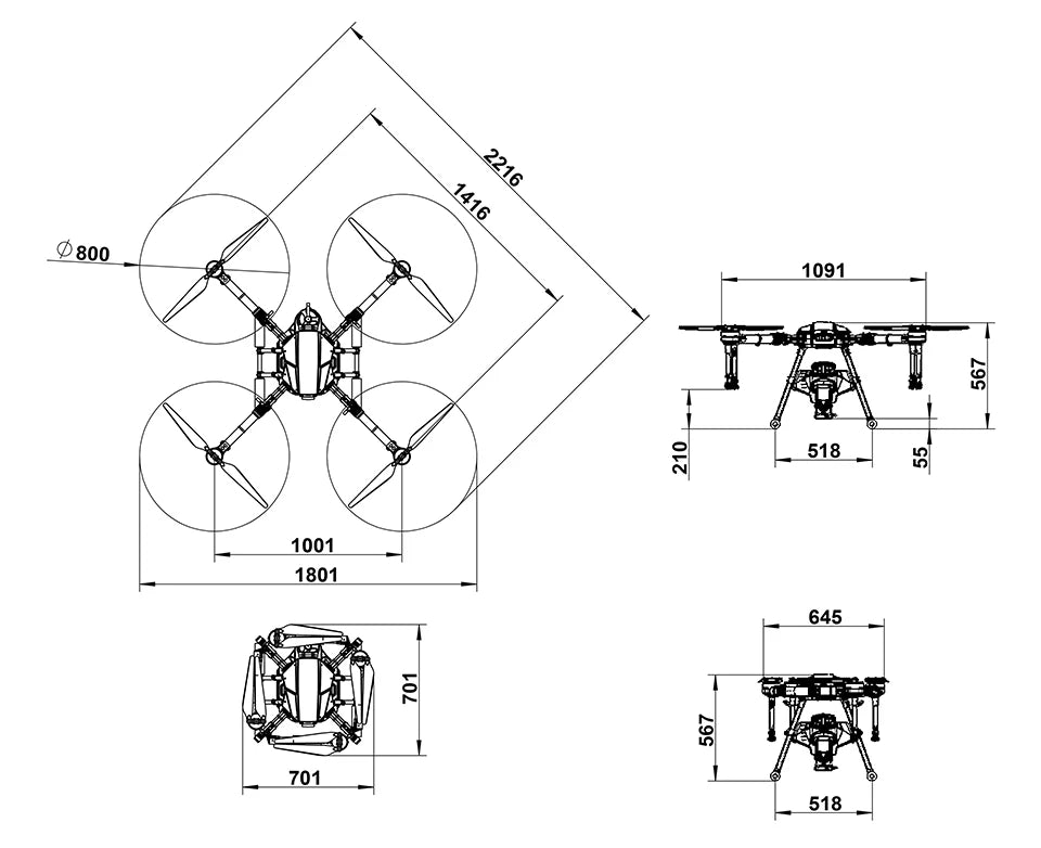 EFT E410P 10L Agriculture Drone, the body adopts streamlined design, bright red coating, simple and beautiful appearance . the