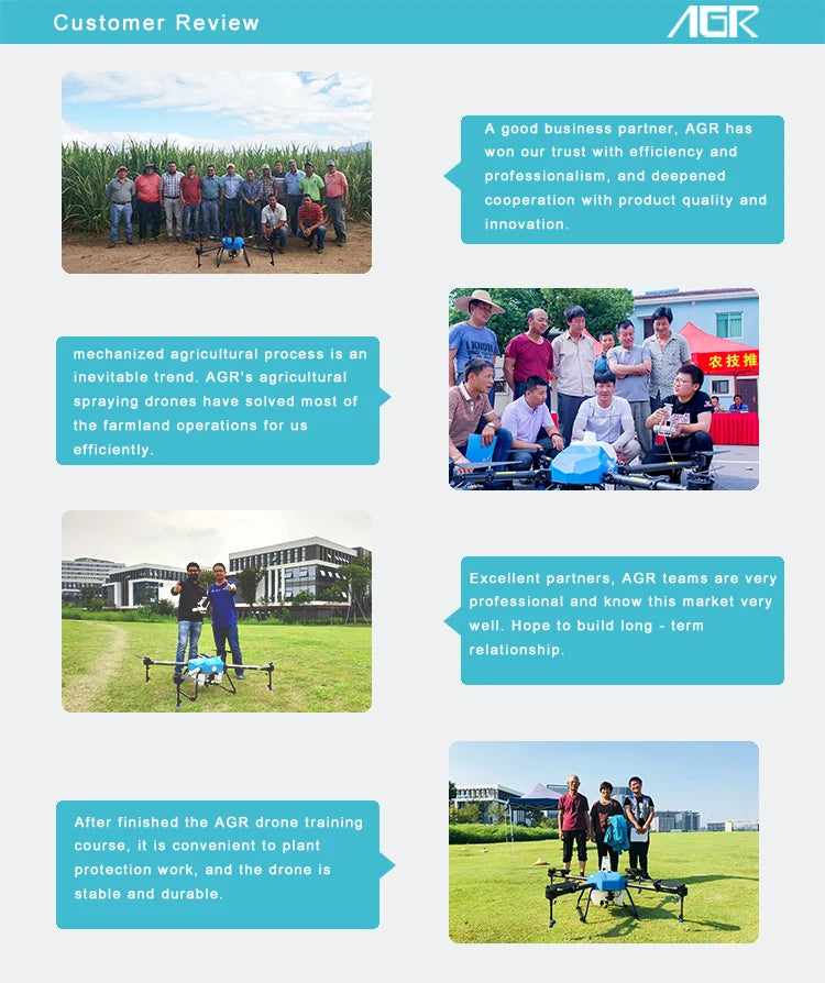 AGR A16 16L Agriculture Drone, customer review AGR has won our trust with efficiency and professionalism . AGR's agricultural