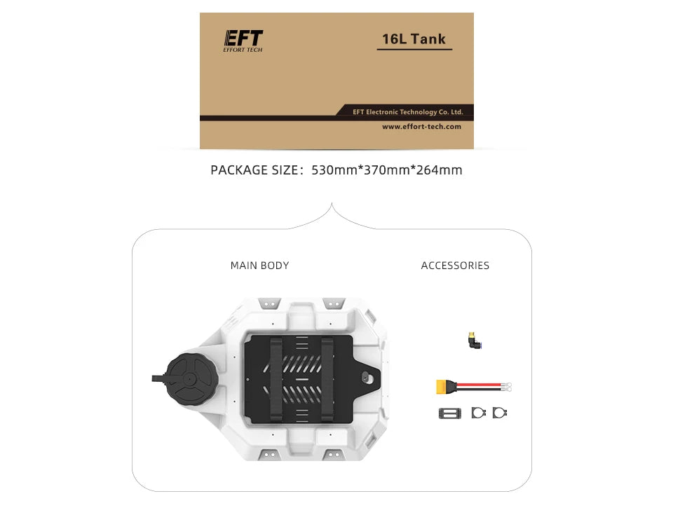 طائرة بدون طيار زراعية EFT E416P 16L - إطار طائرة بدون طيار 4 محاور، خزان مياه 16 لتر، 16 كجم، طائرة بدون طيار مع محرك Hobbywing X9، JIYI K3A PRO 16 EFT E416P 16L Agriculture Drone, EFT 16L Tank lntoymi EFT Electronic Technology Co.L