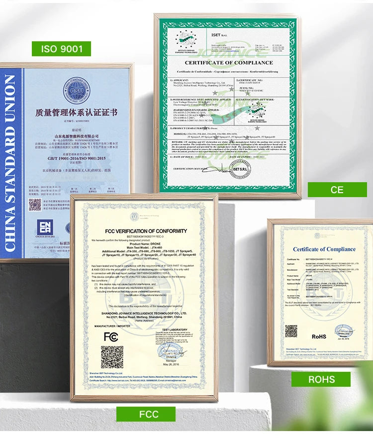 Joyance  JT30L-606 30 Liters Agricultural Drone, ISO 9001 CERTIFICATE OF COMPLAANCE  B#tm#