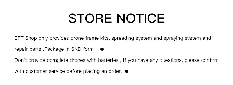 EFT G20 22L Agriculture Drone, SKD shop only provides drone frame kits, spreading system and spraying system and repair parts