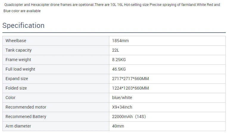 EFT E620P 20L Agriculture Drone, quadcopter and Hexacopter drone frames are opetional There are 