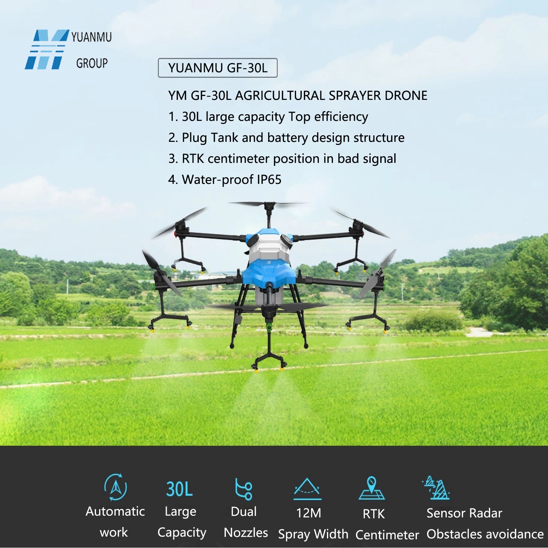 Yuanmu GF-30 30L Agriculture Drone, YUANMU GROUP YM GF-30L AGRICULTUR