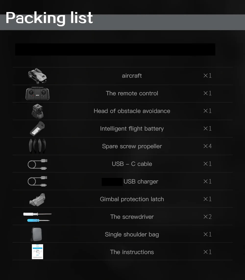 F13 Drone, Packing list aircraft Xl The remote control xl Head of obstacle avoidance 