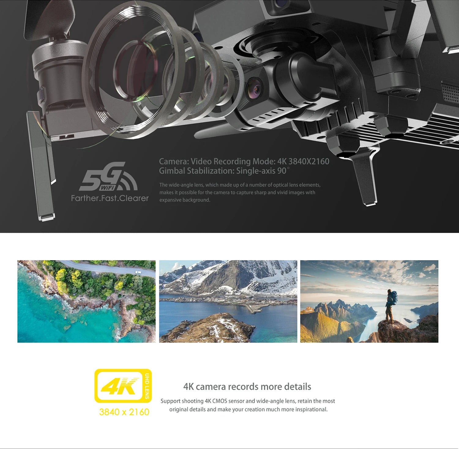 طائرة بدون طيار MJX Bug 16 Pro - 3 محاور Gimbal 4K HD EIS Camera GPS Wifi FPV RC Quadcopter بدون فرش Motoe قابلة للطي احترافية Dron Helicopter كاميرا احترافية بدون طيار 15 MJX Bug 16 Pro Drone, Camera: 4K 3840X2160 Gimbal Stabilization: Single-axi