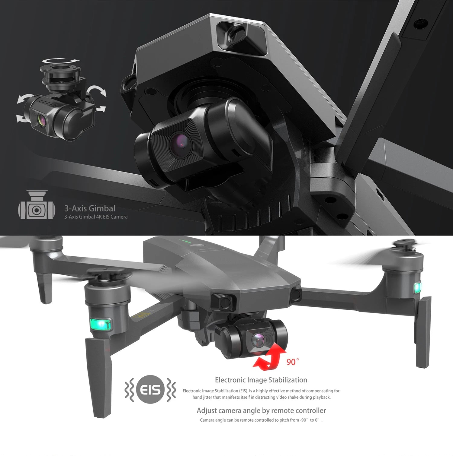 طائرة بدون طيار MJX Bug 16 Pro - 3 محاور Gimbal 4K HD EIS Camera GPS Wifi FPV RC Quadcopter بدون فرش Motoe قابلة للطي احترافية Dron Helicopter كاميرا احترافية بدون طيار 14 MJX Bug 16 Pro Drone, EIS is a highly effective method of compensating for hand jitter that manifests