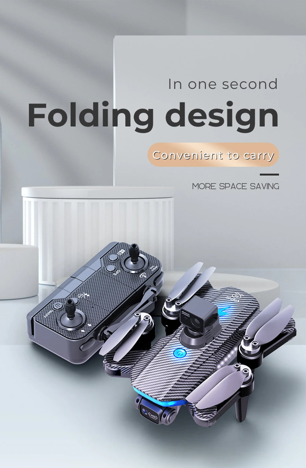 HJ90 PRO GPS Drone, In one second Folding design Coriveriert to carry MORE SPACE SAVING (