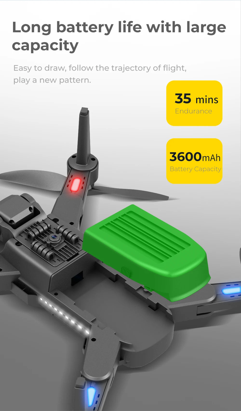 HJ90 PRO GPS Drone, long battery life with large capacity Easy to draw; follow the trajectory of flight; play a