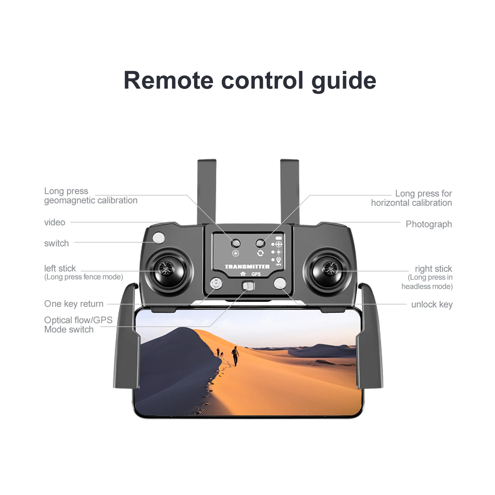 K911 MAX GPS Drone, long press for geomagnetic calibration . one key return unlock Optical flowIG
