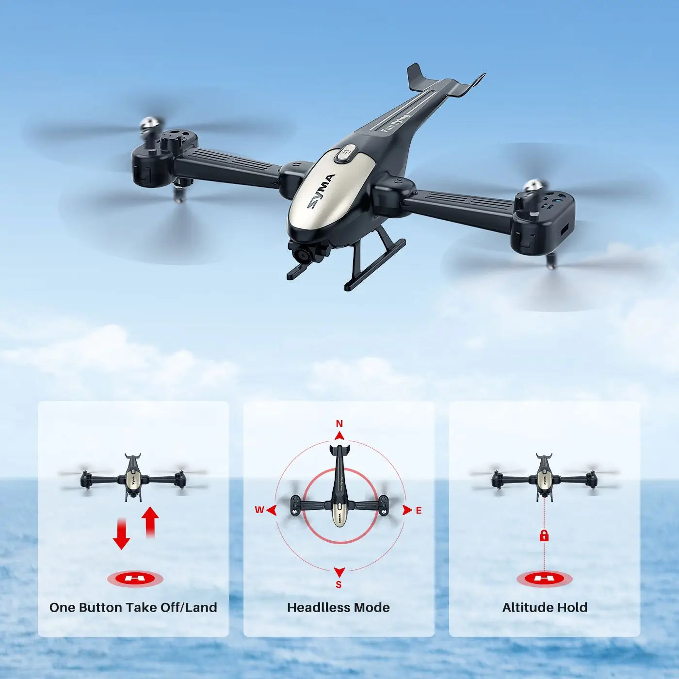 SYMA X700W RC الطائرة بدون طيار مع كاميرا 1080P FPV طوي طائرات الهليكوبتر التحكم عن بعد لعب للبنين ارتفاع عقد وضع مقطوعة الرأس ثلاثية الأبعاد الوجه 9 SYMA X700W RC Drone, W ( One Button Take Off/Land Headlless Mode Altitude Hold