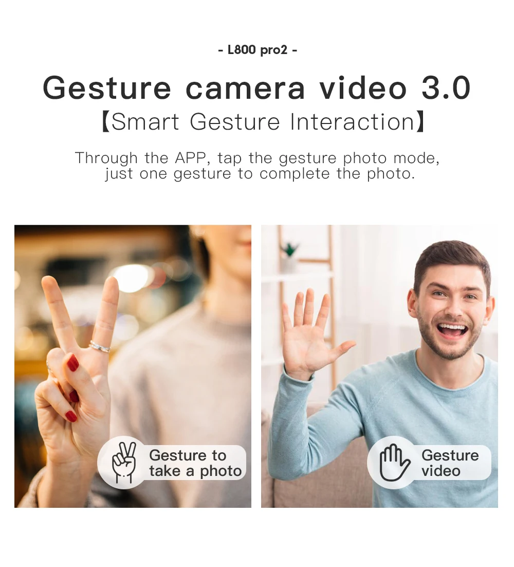 L800 Pro2 Drone, tap the gesture photo mode, just one gesture to complete the photo . through the APP