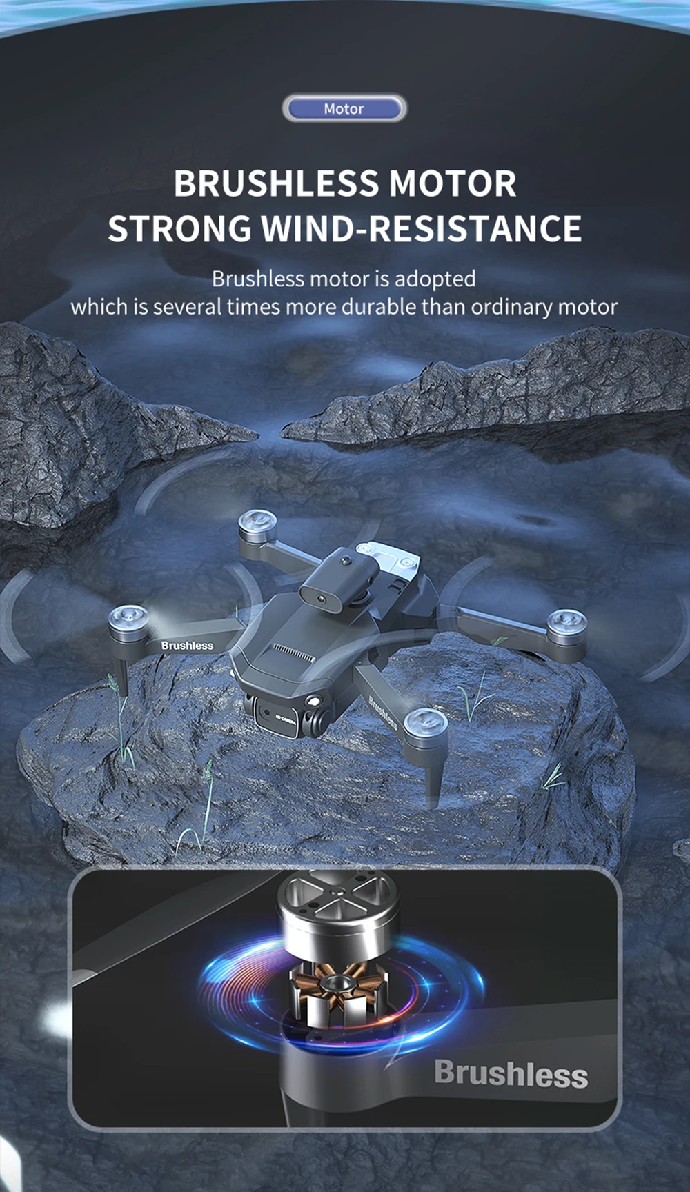JJRC H115 Brushless Drone, motor BRUSHLESS MOTOR STRONG WIND-RESISTANCE Brushless