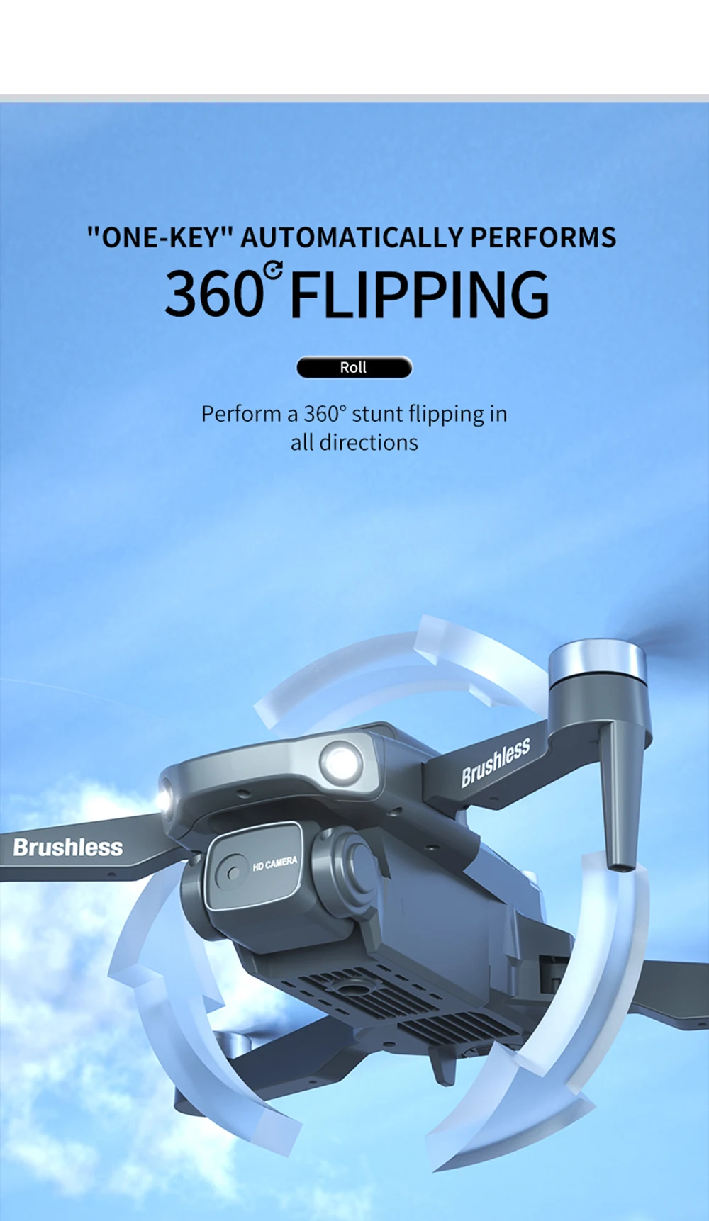 JJRC H115 Brushless Drone, "ONE-KEY" AUTOMATICALLY PERFORMS 360 FLIPPING