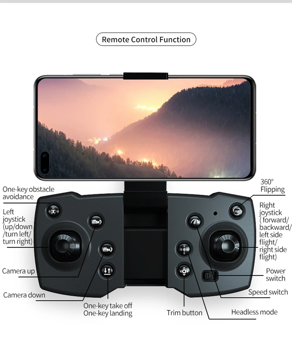 JJRC H115 Brushless Drone, Remote Control Function 360" One obstacle Flipping avoidance Right Left joystick joystick forward/