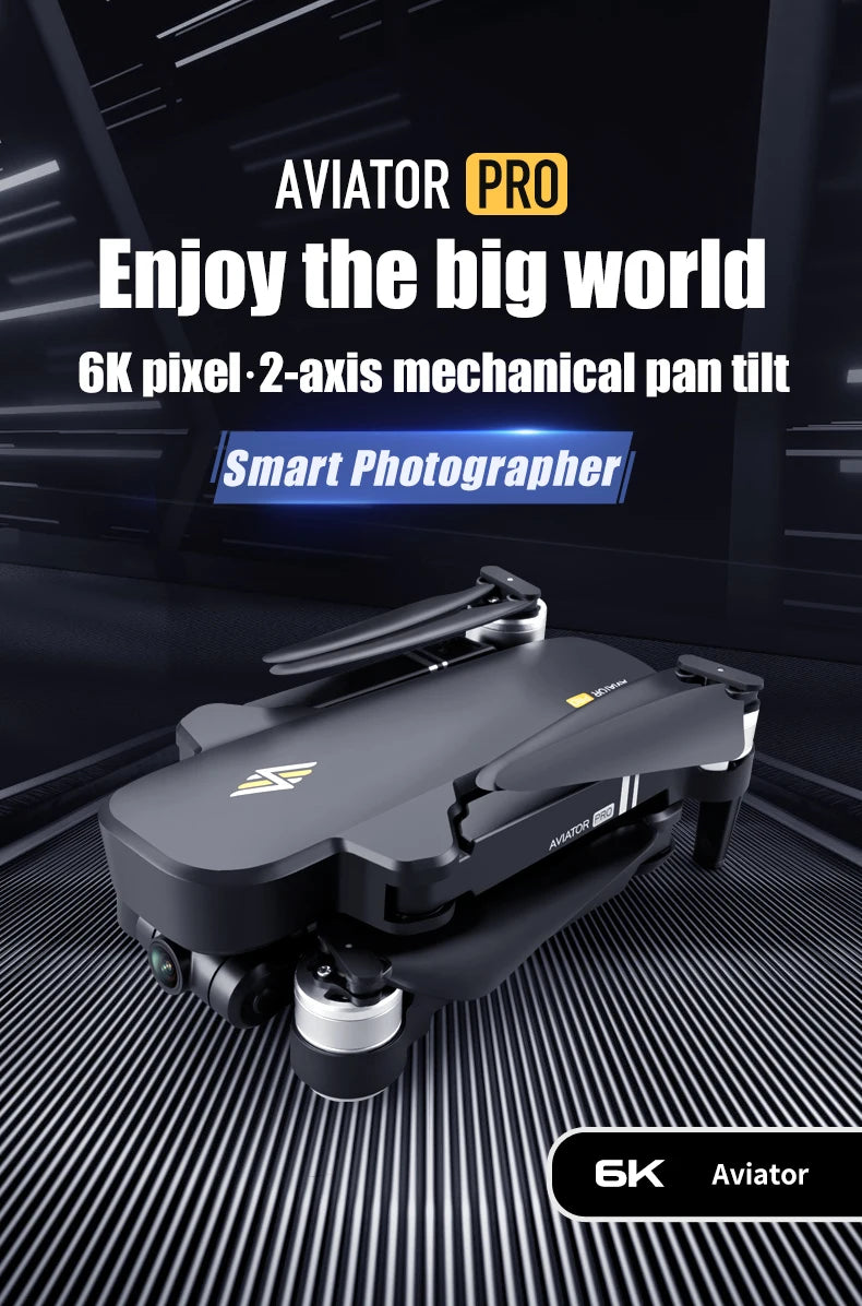 8811 Pro Drone مع بطاقة SD 32G/64 TF - 5G WIFI FPV RTR مع كاميرا 6K HD 2 محور مضادة للاهتزاز ذاتية التثبيت Gimbal Dron كاميرا احترافية بدون طيار 16 8811 Pro Drone, AVIATOR PRO Enjoy the big world 6K pixel:2-axis mechanical pan tilt