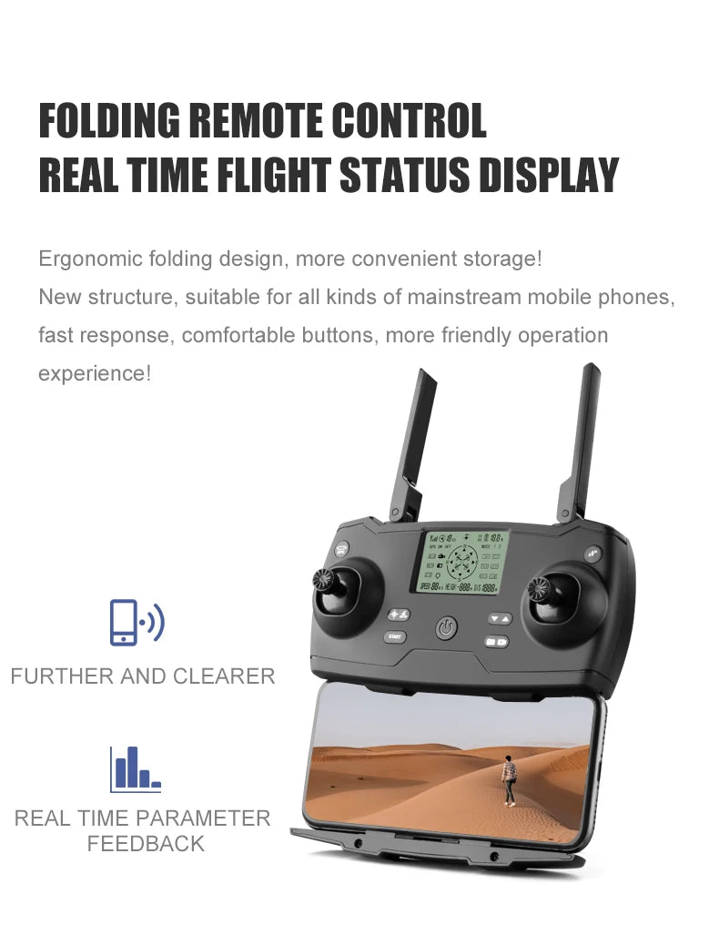 8811 Pro Drone مع بطاقة SD 32G/64 TF - 5G WIFI FPV RTR مع كاميرا 6K HD 2 محور مضادة للاهتزاز ذاتية التثبيت Gimbal Dron كاميرا احترافية بدون طيار 29 8811 Pro Drone, FOLDING REMOTE CONTROL REAL TIME FLIGHT STATUS DIS