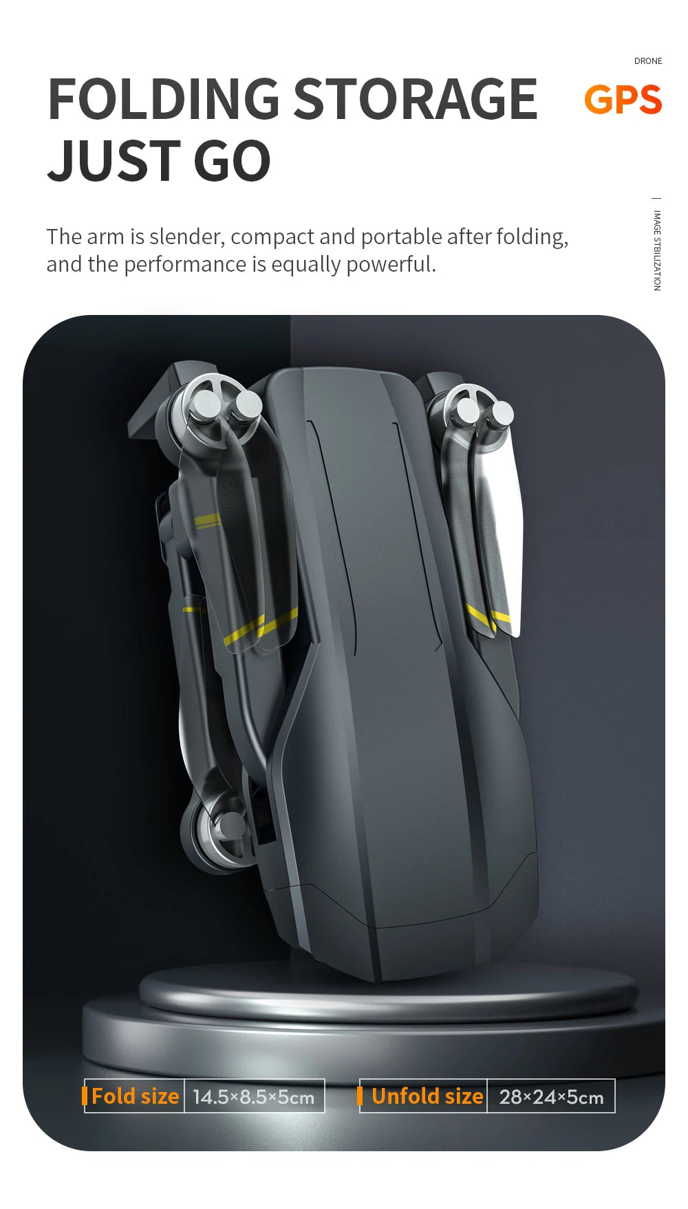 WYFA X3 Drone, the arm is slender; compact and portable after folding; and the performance is equally