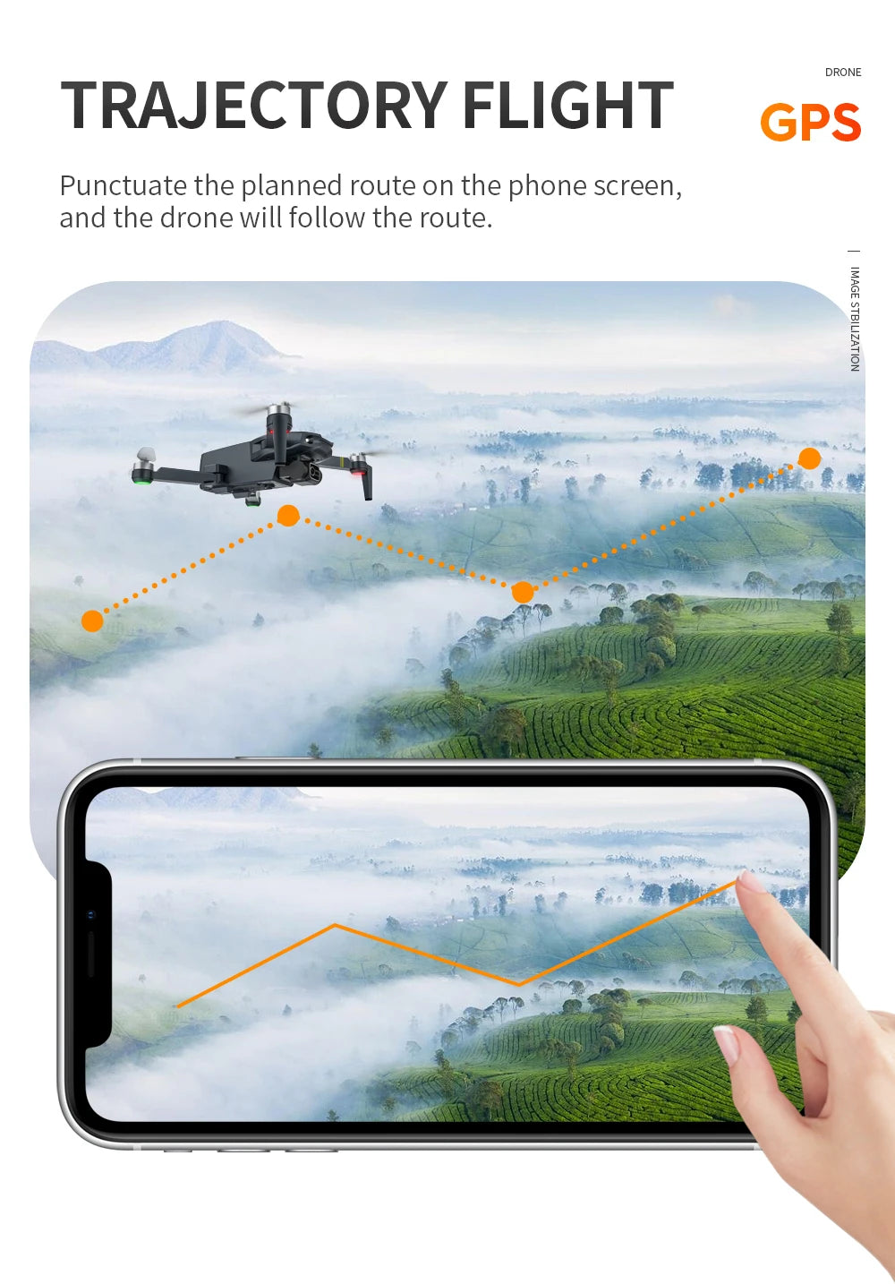 WYFA X3 Drone, DRONE TRAJECTORY FLIGHT GPS Punctuate the planned