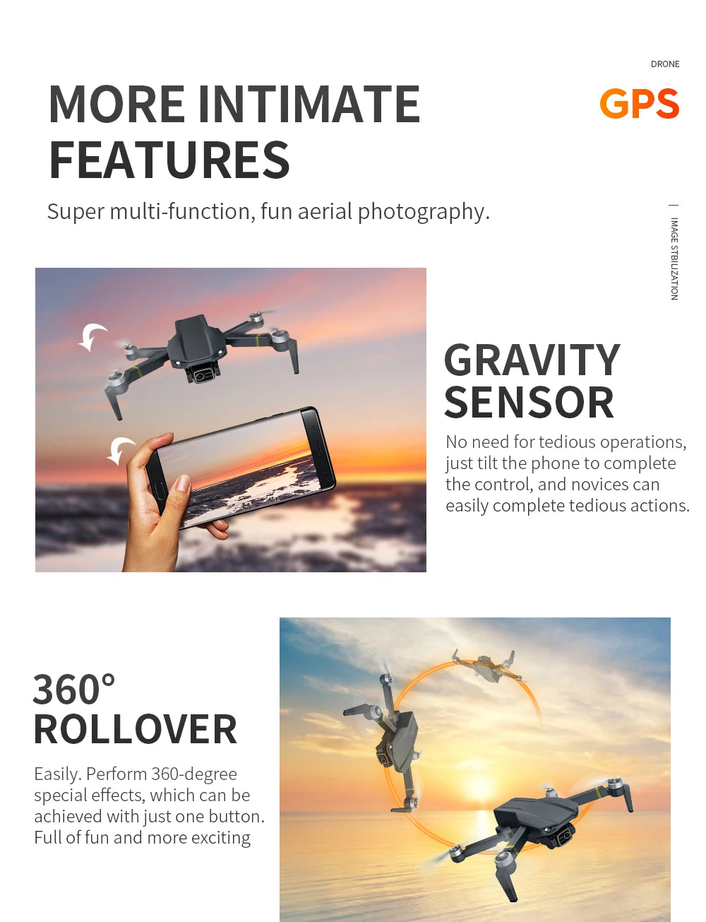 WYFA X3 Drone, DRONE MORE INTIMATE GPS FEATURES Full of fun and more exciting aerial