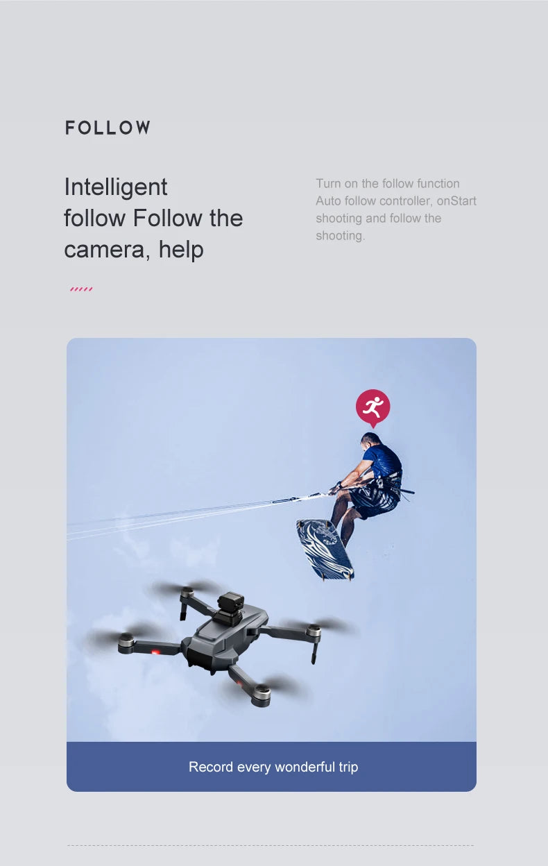 RG101 Pro Drone, FOLLOW Intelligent Turn on the follow function Auto follow controller, onStart follow Follow the