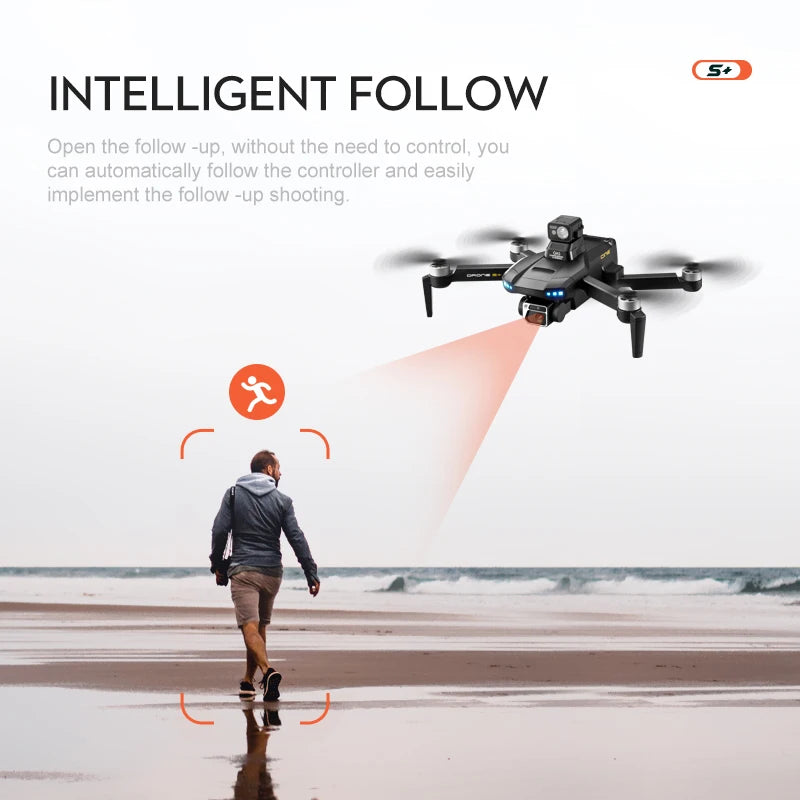 S+ Drone / S Plus Drone - GPS 6K HD كاميرا مزدوجة عالية الدقة RC مسافة 1200 متر تجنب عوائق الليزر التصوير الجوي بدون فرش محرك قابل للطي كوادكوبتر كاميرا احترافية بدون طيار 32 S+ Drone, INTELLIGENT FOLLOW Open the follow -up, without the need