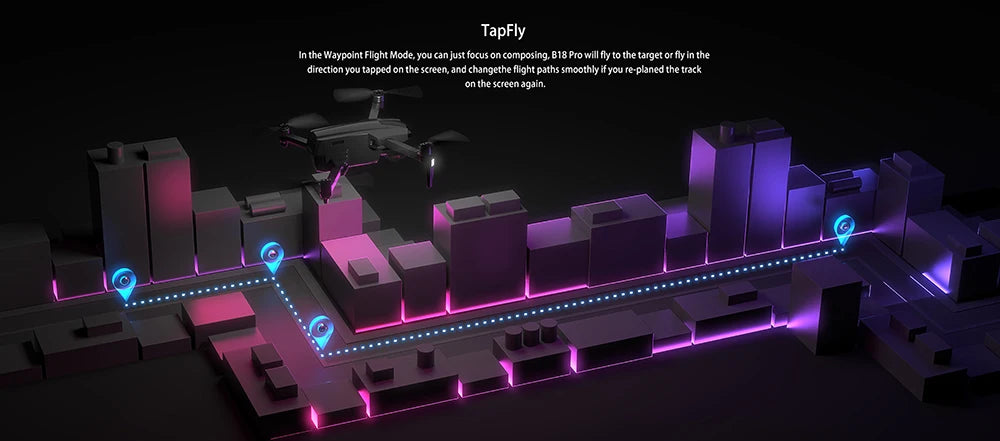 B18 Pro Drone, TapFly Inthe Waypolnt Flight Modeyoucan Just focus composng