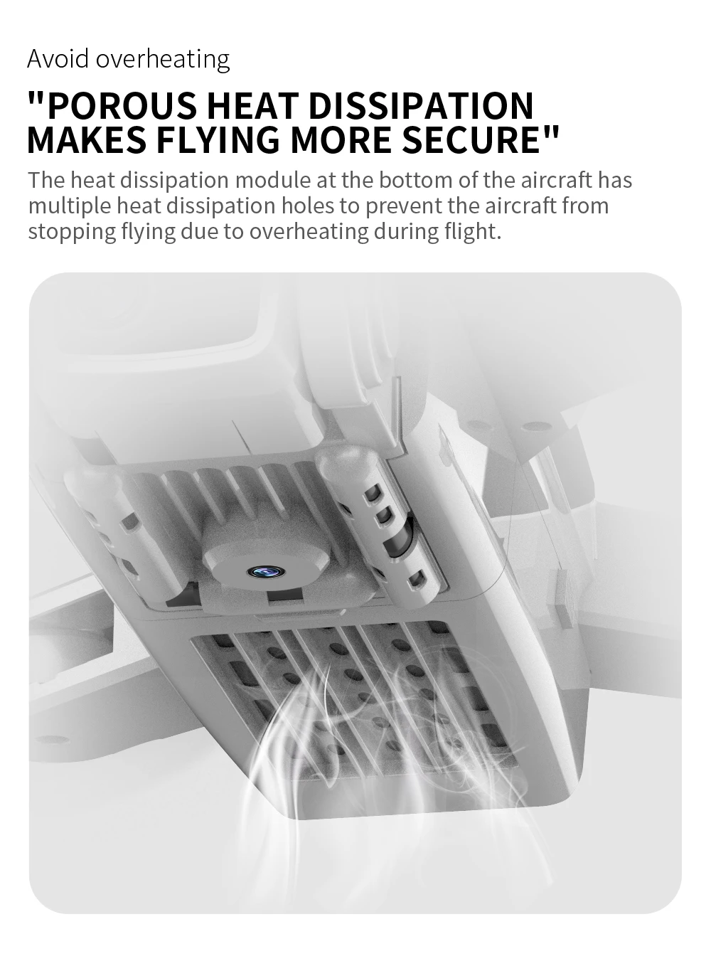 L900 PRO 4K HD GPS Drone, the heat dissipation module at the bottom of the aircraft has multiple holes to prevent