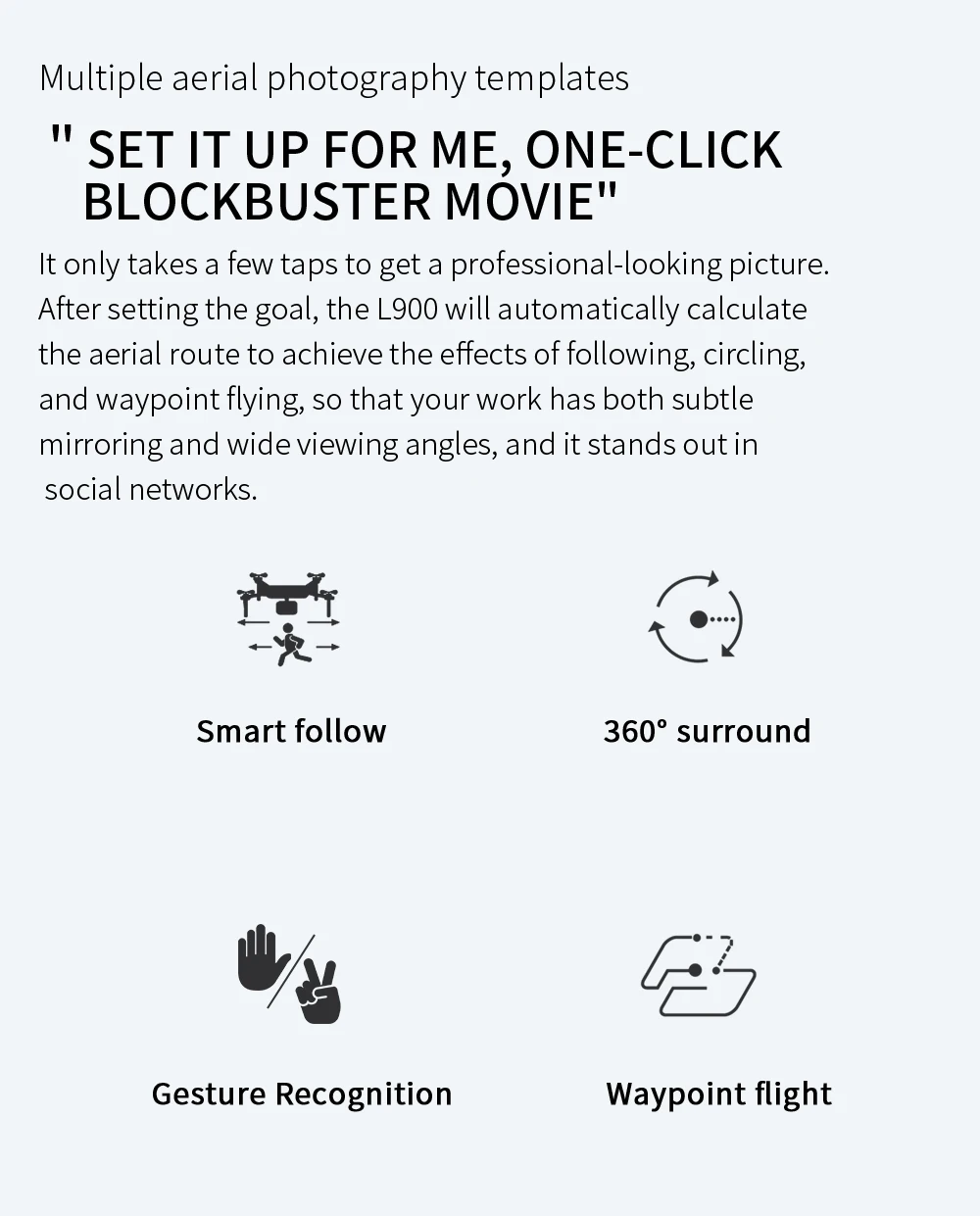 L900 PRO 4K HD GPS Drone, the L9OO will automatically calculate the aerial route to achieve the effects of following, circ