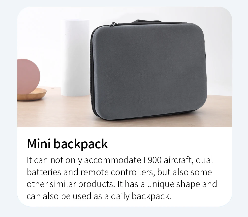 L900 PRO 4K HD GPS Drone, mini backpack can not only accommodate L900 aircraft; dual batteries and remote controllers . it