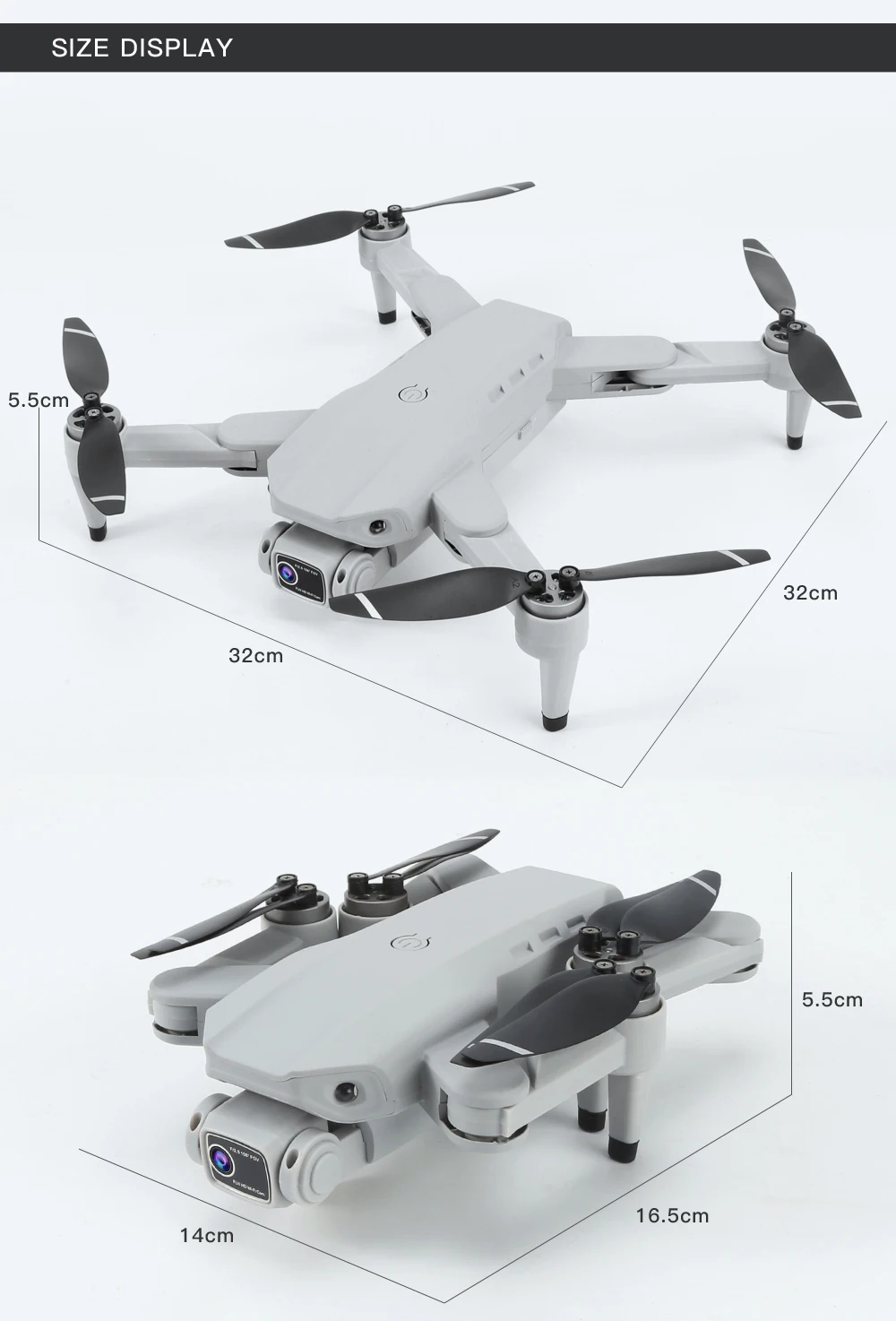 L900 PRO 4K HD GPS Drone, SIZE DISPLAY 5.5cm 32cm 3.5cm 16.5