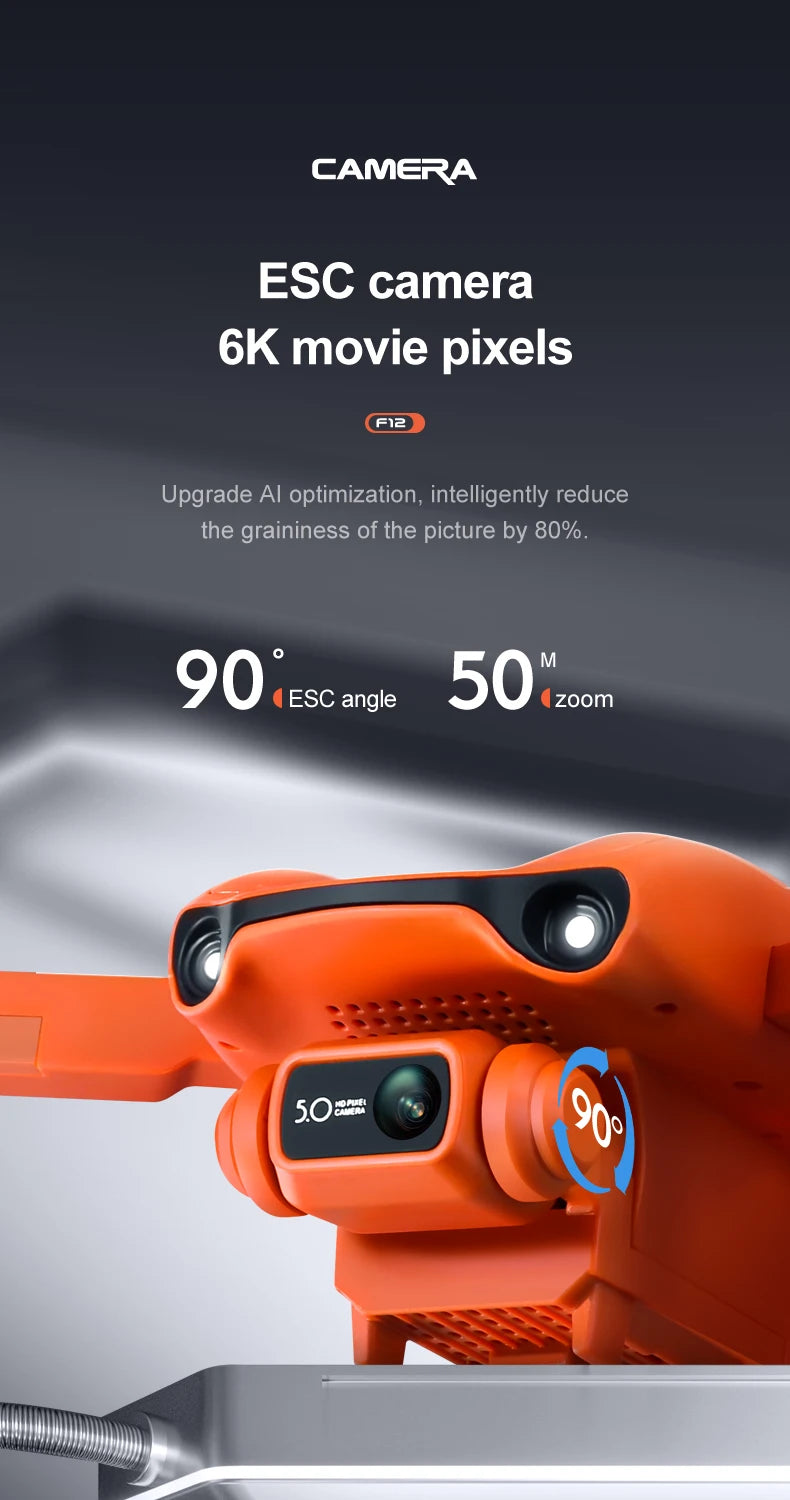 F12 GPS Drone, CAMERA ESC camera 6K movie pixels F1z Upgrade Al optimization; intelligently